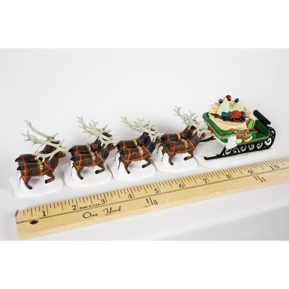 Department 56 Sleigh & Eight Tiny Reindeer Heritage Village 56111 Original Box - Picture 6 of 11